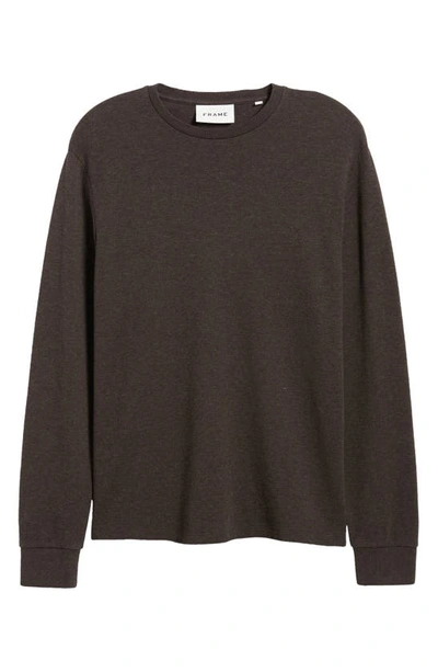 Shop Frame Duo Fold Long Sleeve Cotton T-shirt In Heather Espresso