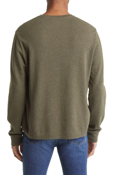 Frame Duo Fold Long Sleeve Cotton T-shirt In Heather Olive Green