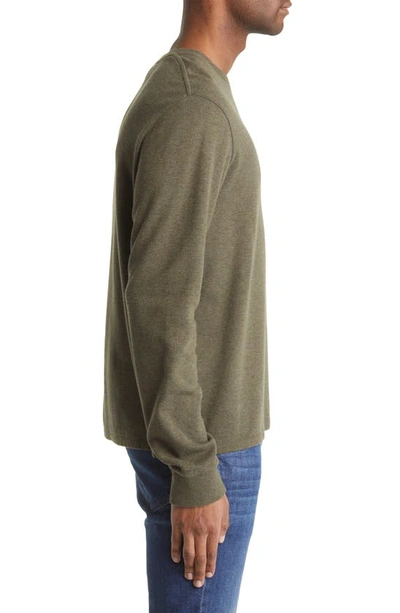 Frame Duo Fold Long Sleeve Cotton T-shirt In Heather Olive Green