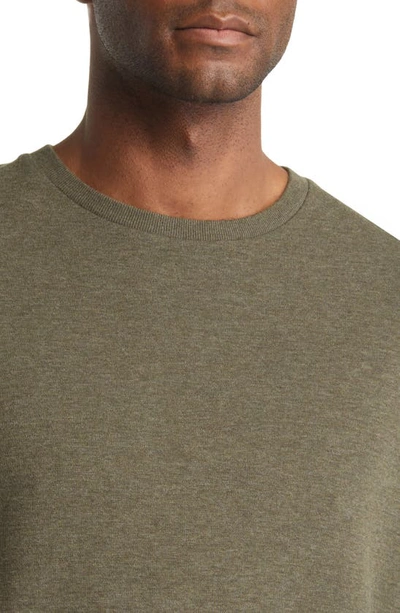 Shop Frame Duo Fold Long Sleeve Cotton T-shirt In Heather Olive Green