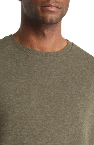 Frame Duo Fold Long Sleeve Cotton T-shirt In Heather Olive Green