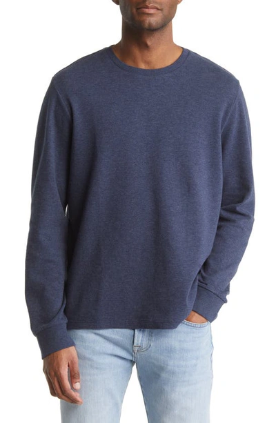 Shop Frame Duo Fold Long Sleeve Cotton T-shirt In Heather Midnight Navy