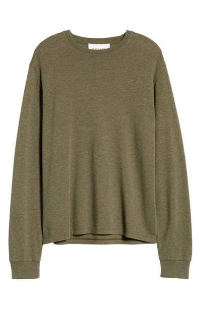 Frame Duo Fold Long Sleeve Cotton T-shirt In Heather Olive Green
