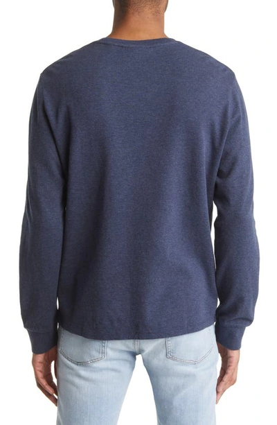 Frame Cotton Duofold Long Sleeve Cotton T-shirt In Heather Midnight Navy