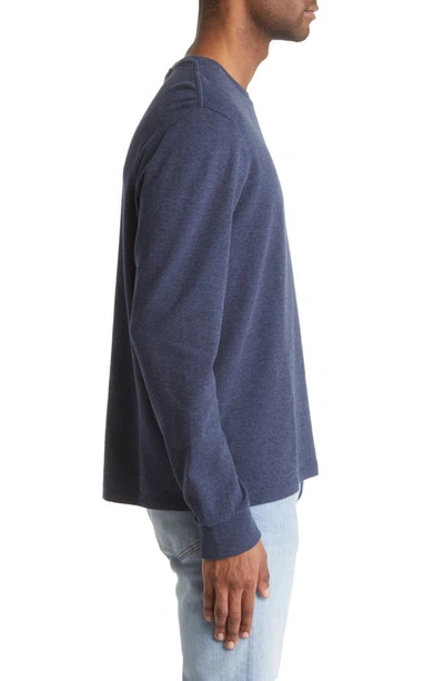 Shop Frame Duo Fold Long Sleeve Cotton T-shirt In Heather Midnight Navy