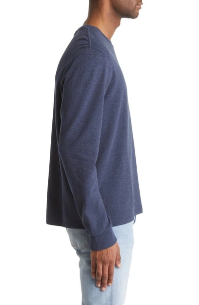 Frame Cotton Duofold Long Sleeve Cotton T-shirt In Heather Midnight Navy