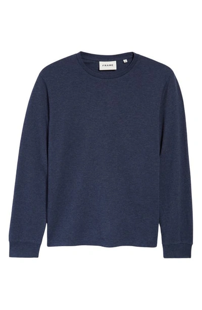 Frame Cotton Duofold Long Sleeve Cotton T-shirt In Heather Midnight Navy