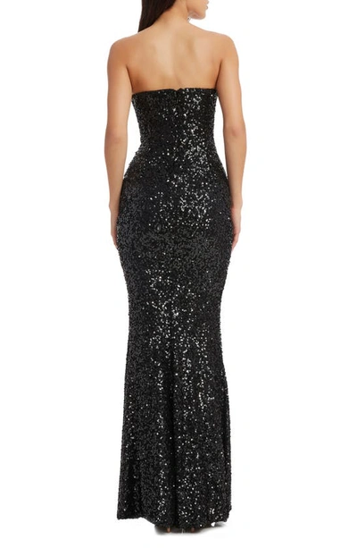 Dress The Population Fernanda Sequin Strapless Maxi Gown In Jet Black In Jet Black