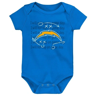 Shop Outerstuff Newborn & Infant Gold/powder Blue/heather Gray Los Angeles Chargers Three-pack Eat, Sleep & Drool Re