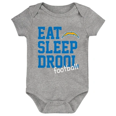 Shop Outerstuff Newborn & Infant Gold/powder Blue/heather Gray Los Angeles Chargers Three-pack Eat, Sleep & Drool Re