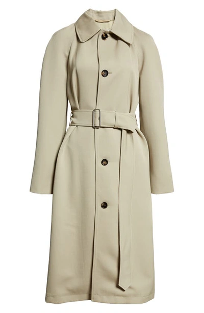 Shop Burberry Belted Wool Coat In Hunter