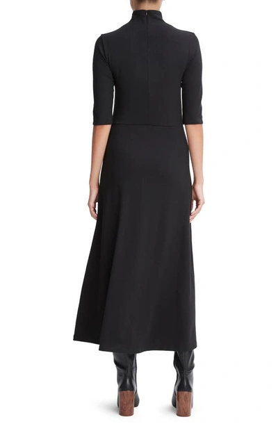 Vince Elbow-sleeve Turtleneck Midi Dress In Black