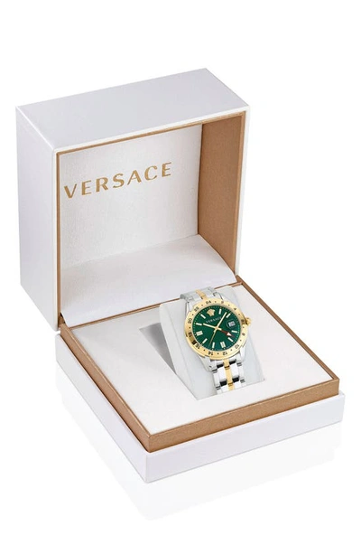 Versace Greca Logo Two-tone Stainless Steel Bracelet Watch In Two Tone