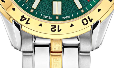 Versace Greca Logo Two-tone Stainless Steel Bracelet Watch In Two Tone
