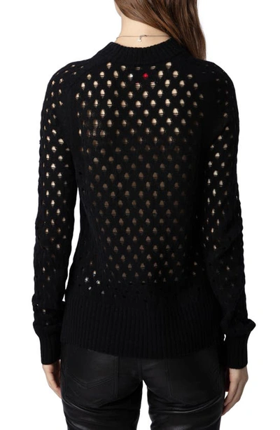 Shop Zadig & Voltaire Lili Open Stitch Cashmere & Wool Sweater In Noir