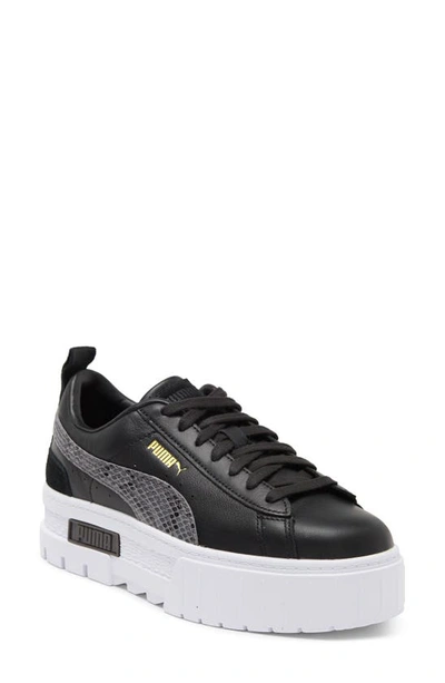 Shop Puma Mayze Luxury Platform Sneaker In  Black