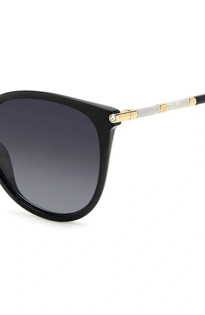 Shop Carolina Herrera 57mm Round Sunglasses In Black Gold/ Grey Shaded