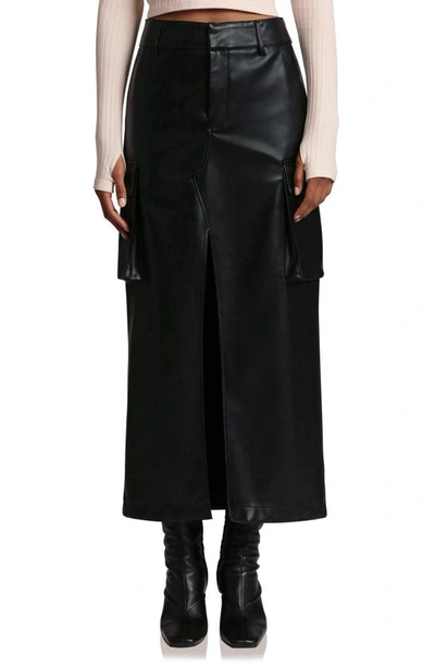 Shop Avec Les Filles Faux Leather Cargo Maxi Skirt In Black