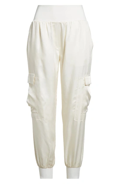 Shop Cinq À Sept Giles Cupro Crop Cargo Joggers In Ivory