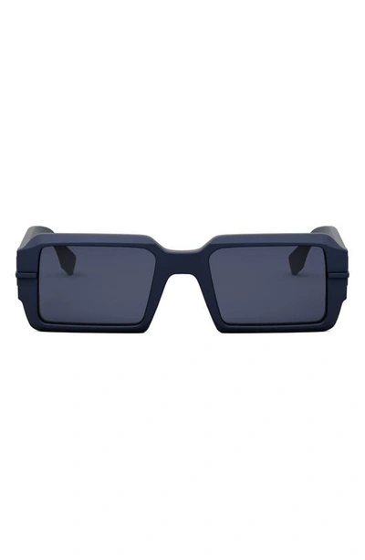 Shop Fendi The Graphy 52mm Geometric Sunglasses In Shiny Blue / Blue