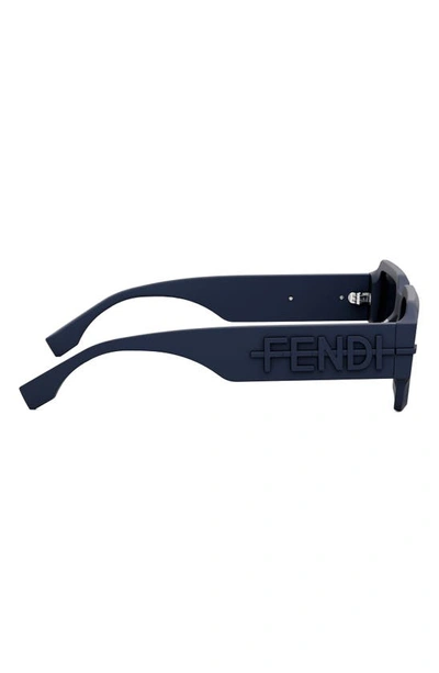 Shop Fendi The Graphy 52mm Geometric Sunglasses In Shiny Blue / Blue