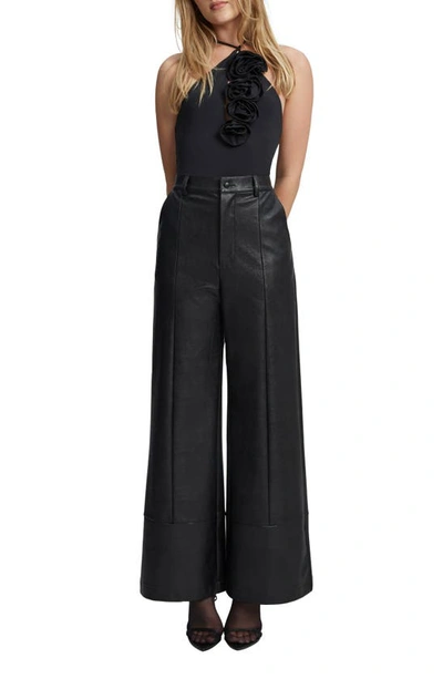 Shop Bardot Marlowe Faux Leather Wide Leg Pants In Black