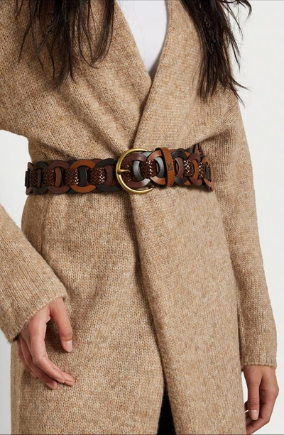 Shop Sam Edelman Link Woven Belt In Multi-brown