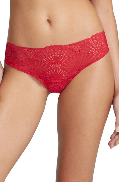 Shop Commando Butter & Lace Thong In Scarlet