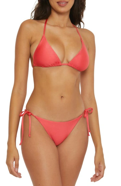 Shop Becca Color Sheen Triangle Bikini Top In Paprika