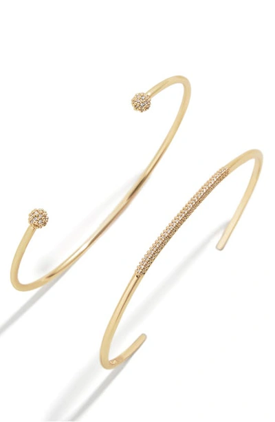 Shop Baublebar Set Of 2 Pavé Cuff Bracelets In Clear/gold
