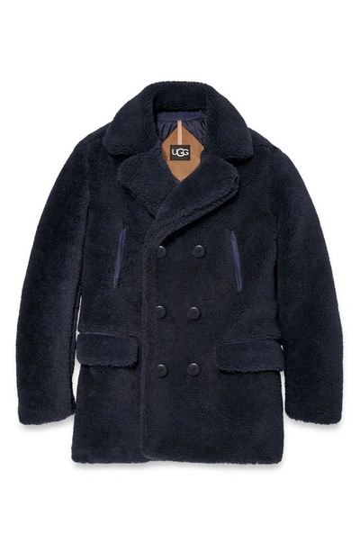 Shop Ugg Ashbury Fluff Faux Fur Peacoat In Onyx