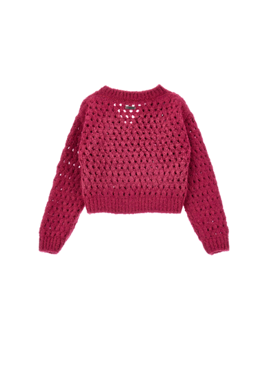Monnalisa Cropped Openwork Cardigan In Lilac