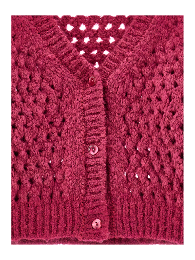Monnalisa Cropped Openwork Cardigan In Lilac