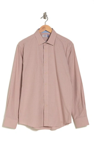 Shop Lorenzo Uomo Trim Fit Check Long Sleeve Cotton Button-up Shirt In Orange/ Light Blue