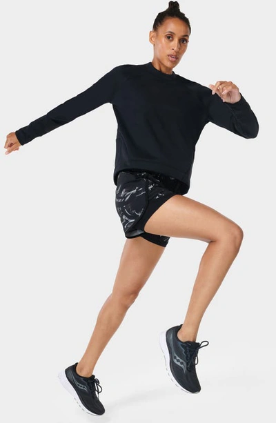 Shop Sweaty Betty Run Crewneck Performance Sweatshirt In Black