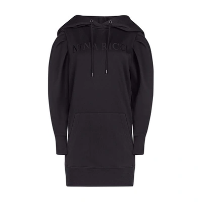 Shop Nina Ricci Logo Fleece Hoodie Dress In Black
