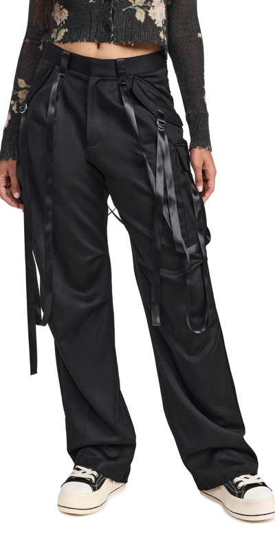Shop R13 Pleated Cargo Tuxedo Pants Black W/ Satin