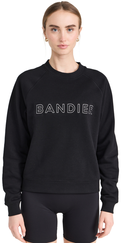 Shop Bandier Logo Crewneck Sweatshirt Black/white