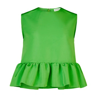 Shop Nina Ricci Taffeta Sleeveless Peplum Top In Green