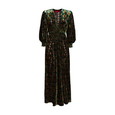 Shop La Doublej Long Camerino Dress In Horus_dark_green