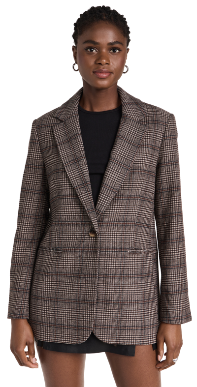 Shop Reformation Classic Relaxed Blazer Chocolate Plaid