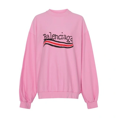 Shop Balenciaga Oversized Logo Sweatshirt In Pink_black_red