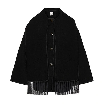 Shop Totême Wool Jacket With Embroidered Scarf In Black