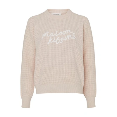 Shop Maison Kitsuné Handwriting Comfort Jumper In Pale_pink