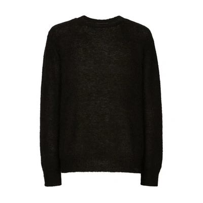 Shop Dolce & Gabbana Round-neck Mohair Wool Sweater In Black