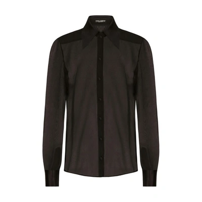 Shop Dolce & Gabbana Silk Chiffon Shirt In Black