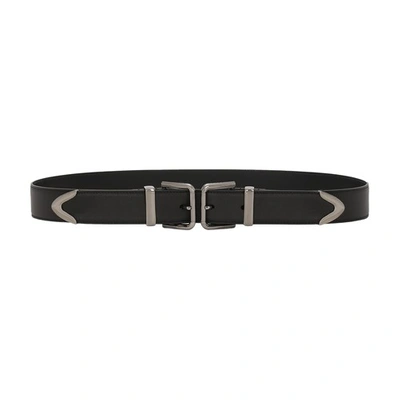 Shop Dolce & Gabbana Double Buckle Belt In Black_dark_grey