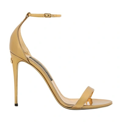 Shop Dolce & Gabbana Calfskin Sandals In Light_gold