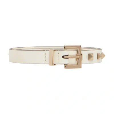 Shop Valentino Thin Belt Rockstud In Ivory