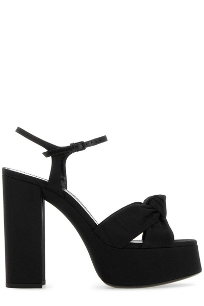 Shop Saint Laurent Bianca Open Toe Platform Sandals In Black